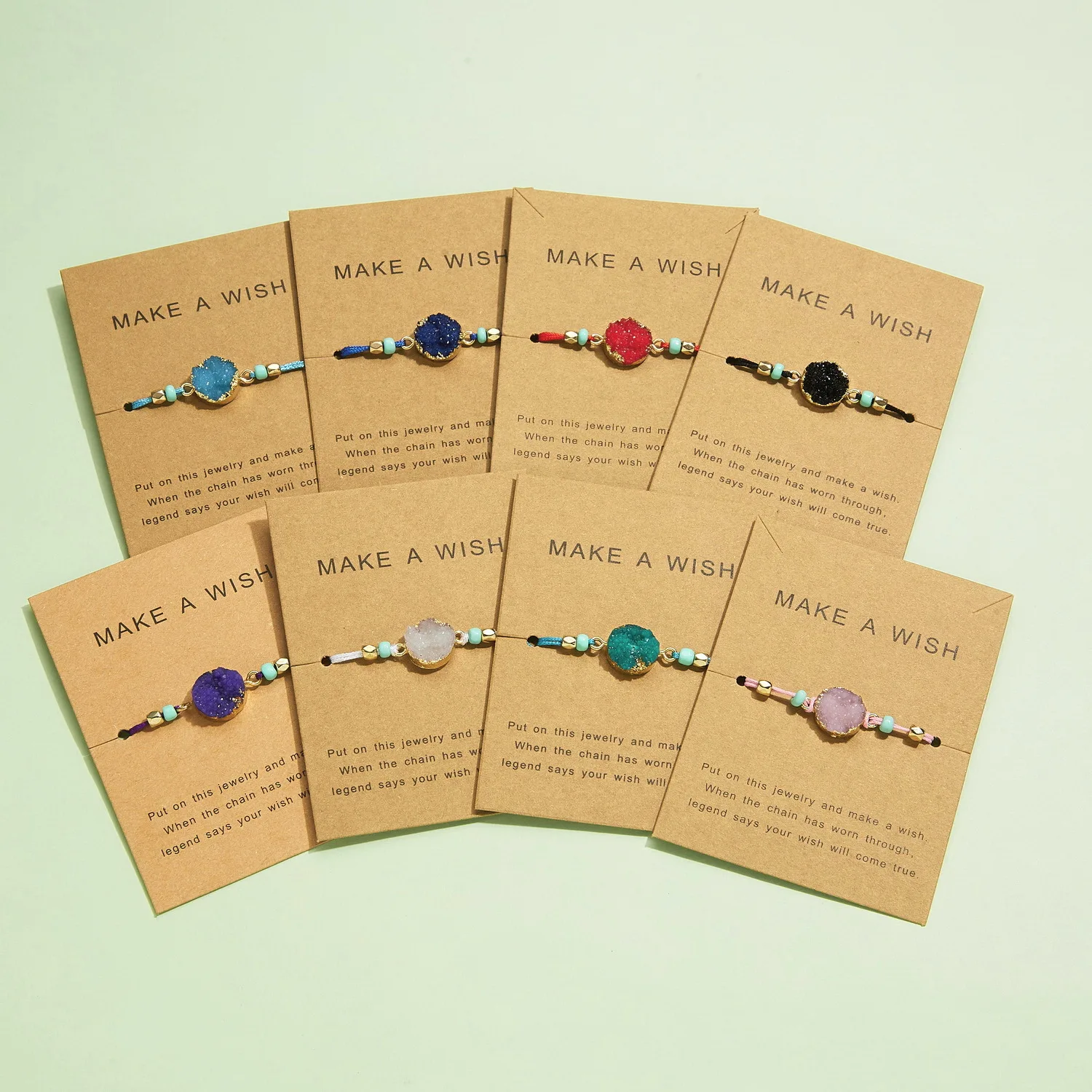 Hot Luck Energy Round Resin Wish Bracelet Simple stylish commuter handwoven adjustable bracelet