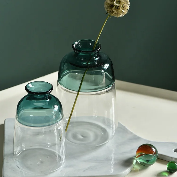 Bixuan Vases Mixed Turquoise Clear Glass Single Flower Arrangement Mini Bud Vase Table Decor Centerpieces Aromatherapy Bottle