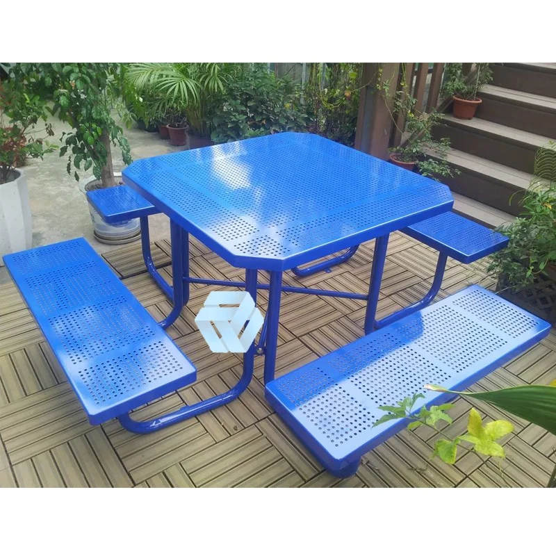 Best Quality Garden Sets Outdoor Furniture Round Table Chair Metal Public Bench With Table