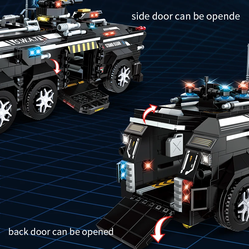 Retail Sale Student Child Intellectual Educational Kid SWAT Carrier Loader Car Building Blocks Brick Set Juguetes