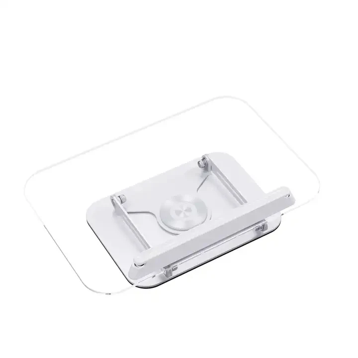 Artworld Displays Adjustable Holder with 360 Rotating Base & Page Clips, Foldable Desktop Ricer Acrylic Book Stand