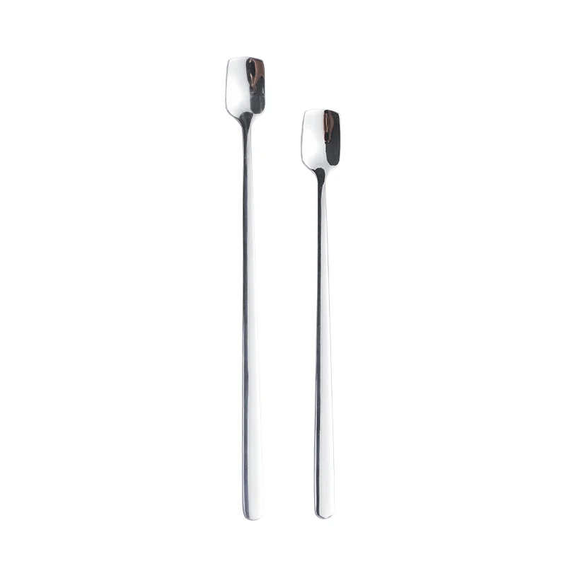 Hot sell 304 Stainless Steel Titanium Coffee Spoon Creative Long Handle Bar Stirring Scoop Cute Dessert Spoon Color Latte Spoon