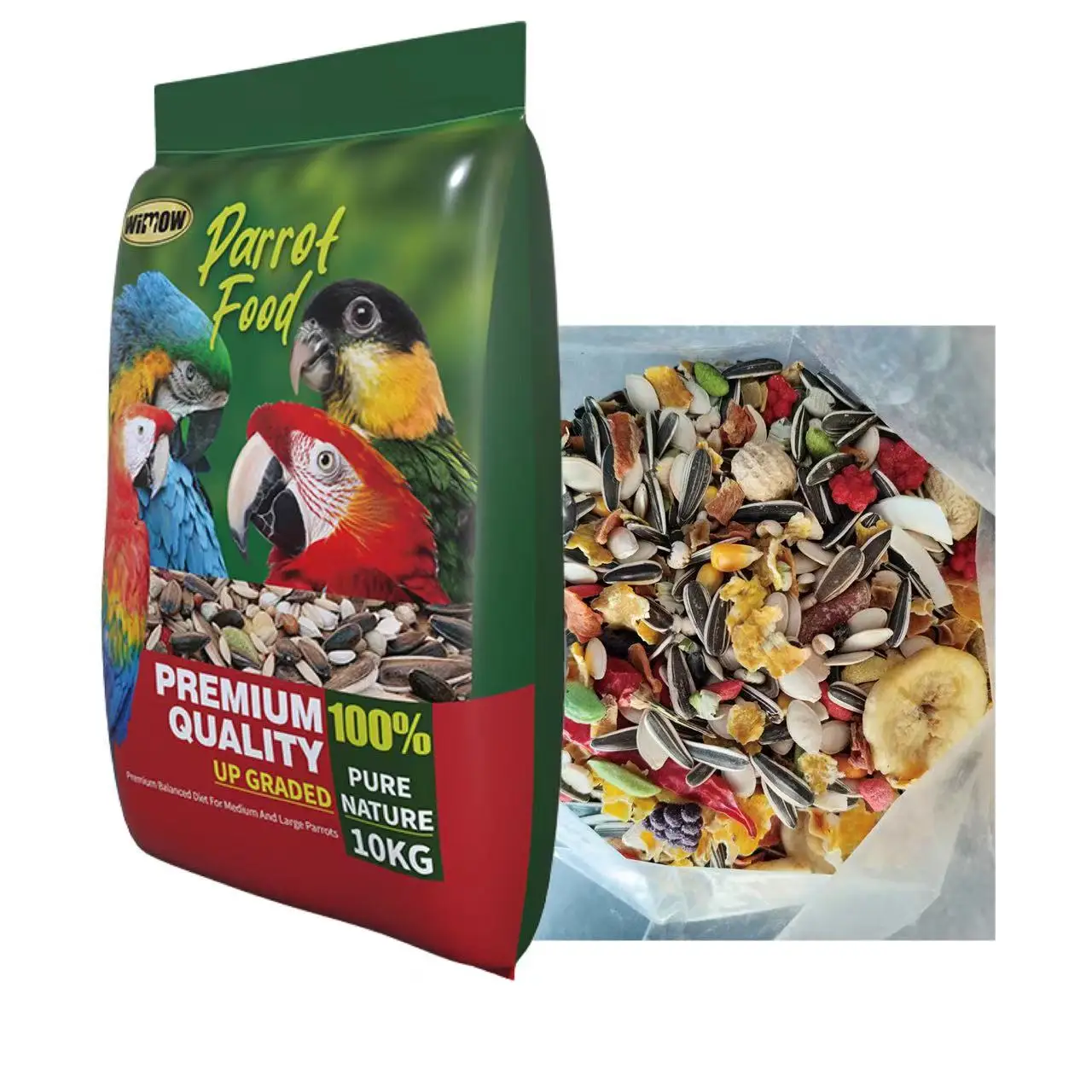 Wholesale small animals treats 2kg 10kg Parrot Seeds Bird Feeds fruit Mixed bird food for parrots
