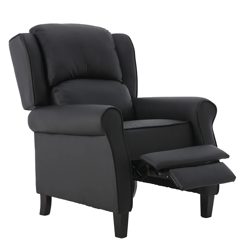 Wing Back Faux brown leather living room single recliner sofa