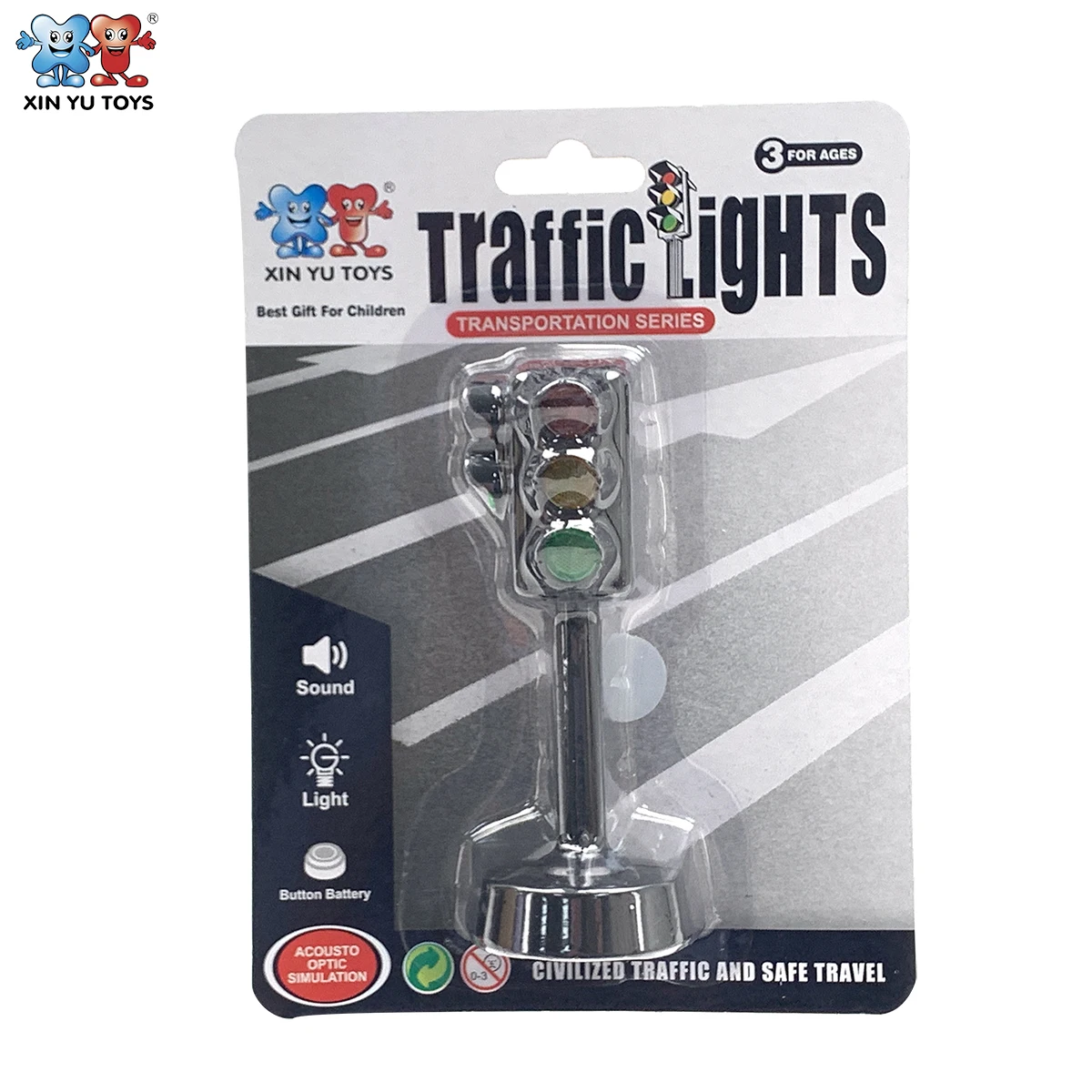 XINYU Children Safety Education Toys Road Sign Temporary Traffic Lights with Sound and Light LED