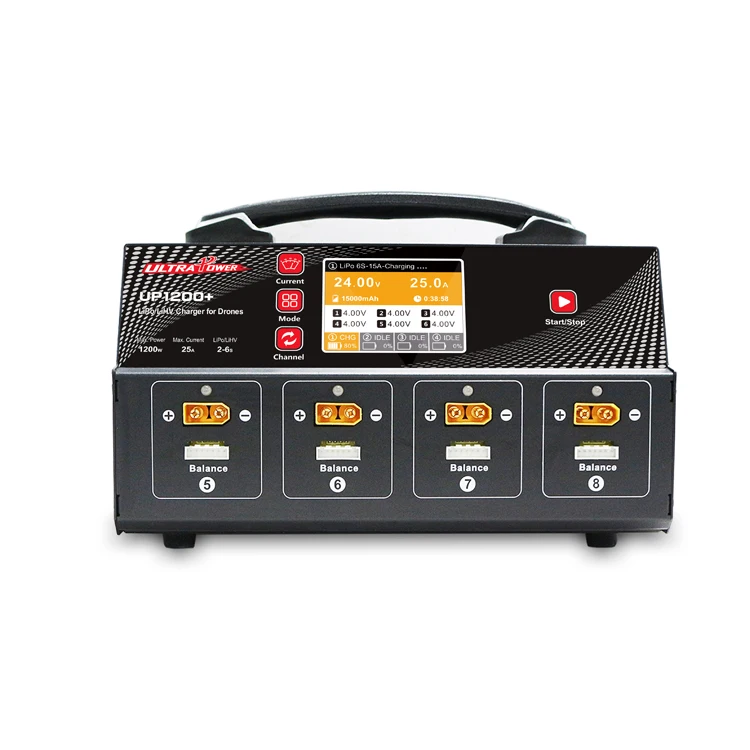 Портативное балансирующее зарядное устройство Ultra Power UP1200 +, 8 каналов, 6S LiPo LiHV, с дисплеем, для сельскохозяйственного беспилотного летательного аппарата
