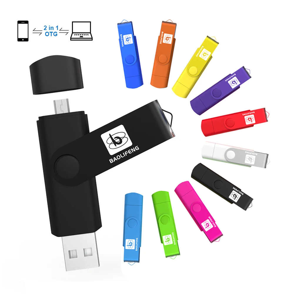Pormo Gift 4GB 8GB 16GB 32GB 64GB 128 GB Double Port Type C Otg Usb Key Flash Pen Drive Memoria USB 2.0 3.0 Pendrive