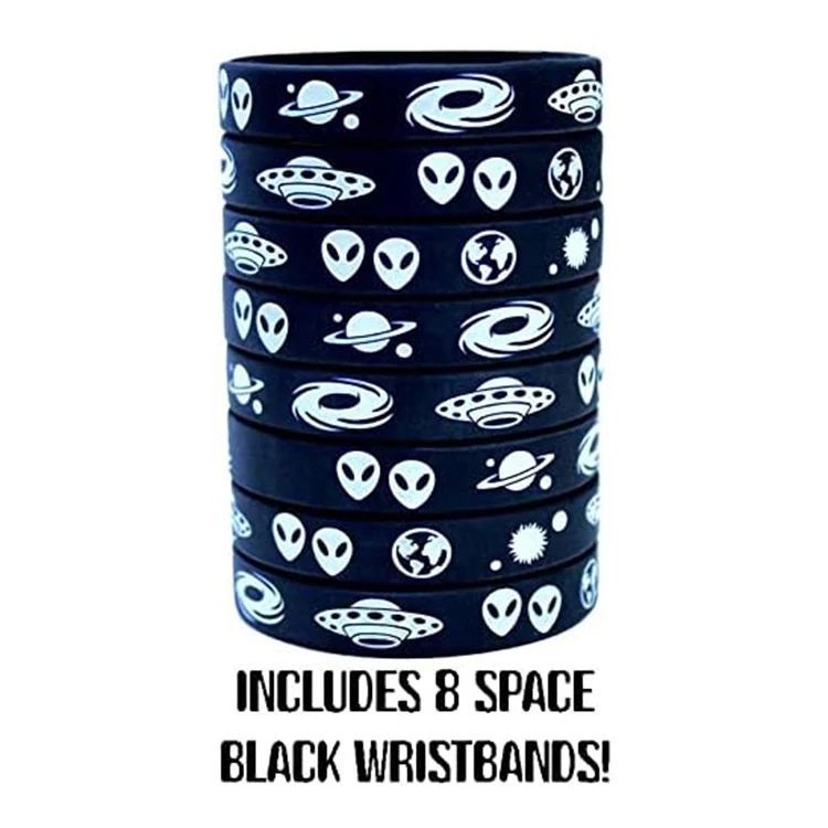 Factory custom rubber bracelets aliens style silicone wristbands cute funny aliens wrist bands great for themed parties