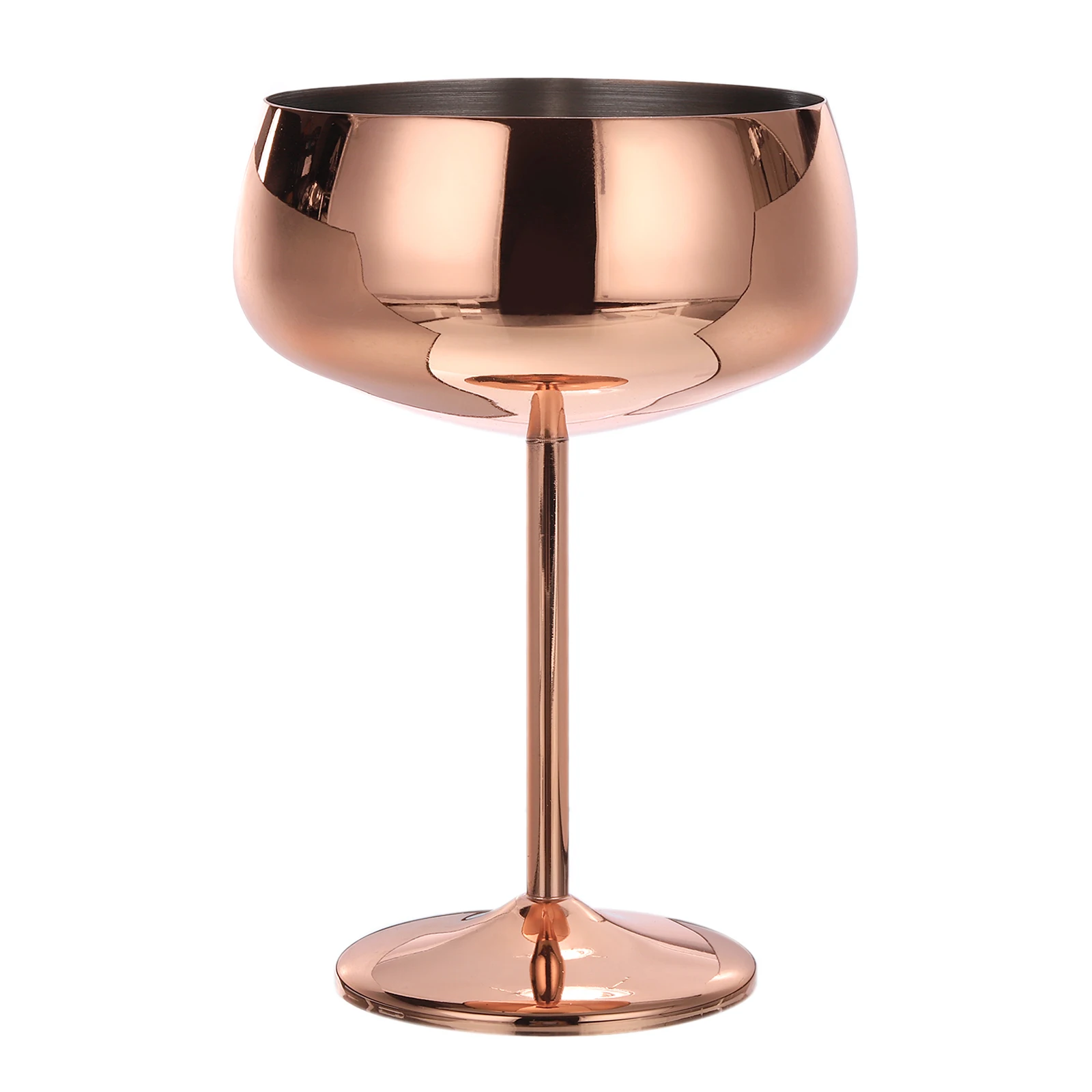 Martini Cocktail Glasses and Gold Stainless Steel Wine Glass or Steel Stemless Martini Glass for Red Win