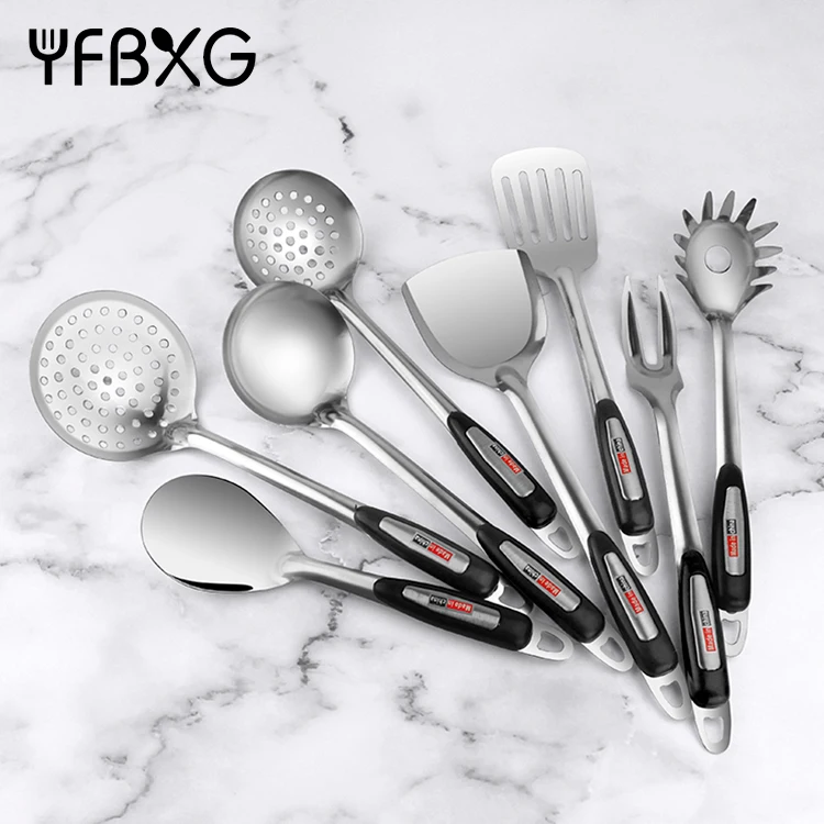 Новинка 2022, оптовая продажа, уникальные приспособления для готовки из 8 предметов на заказ, металлическая кухонная утварь из нержавеющей стали, набор кухонной утвари