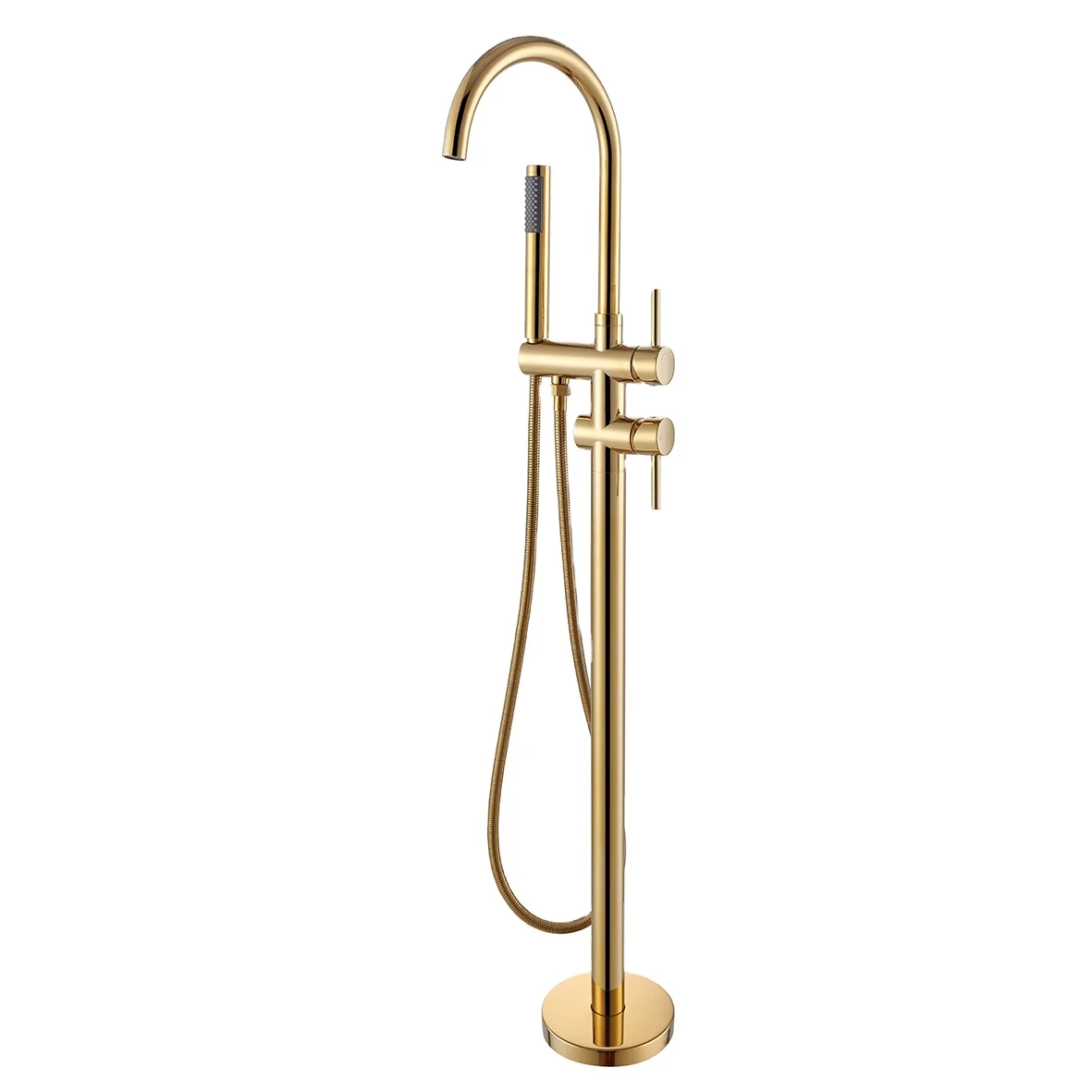 Fanwin Luxury Bath floor mounted style Golden Floor Standing Bathroom Bathtub Faucet