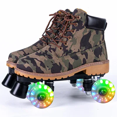 roller skate shoes for adults PU Rubber & PVC double row roller skating shoes