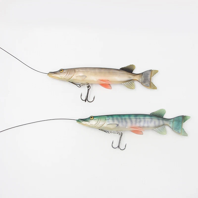 Selco 19Cm 70G Pike Stinger Wire Shad Tail Swimbait Jointed Artificial Lure Black Pike Fishing Flies Pike Hooks