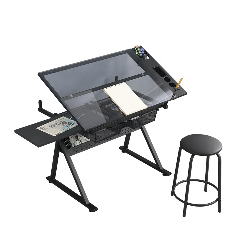 Hot sale drawing desk with stool adult kids drafting table for architects