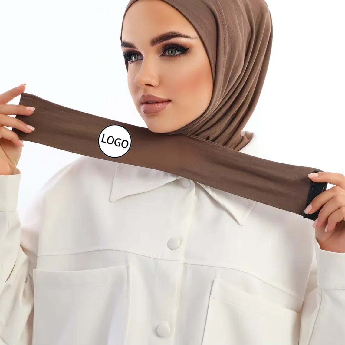 Wholesale Customize logo Colors Cotton premium quality Modal Plain Hijab Muslim Women Shawl Rayon Jersey Headscarf Instant Hijab
