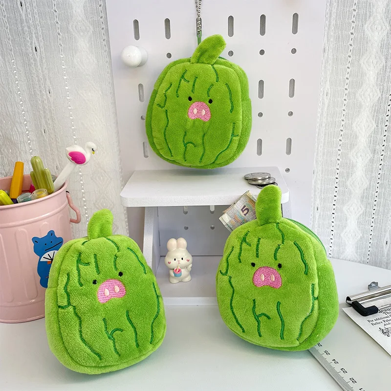 Cute and Creative Bitter gourd Plush Pendant Wallet Doll Bag Hanging Accessories Storage Small Bag Wholesale