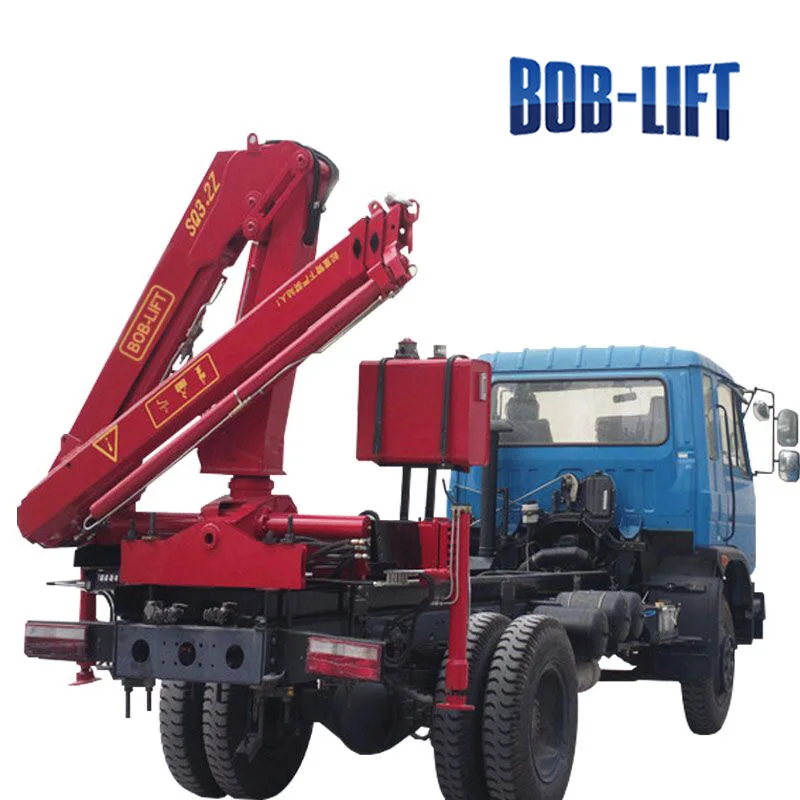 BOB-LIFT 3 Ton Folding Knuckle Hydraulic Boom Crane Drill Winch Basket New Truck Crane Featuring 8 Ton Rated Loading Capacity