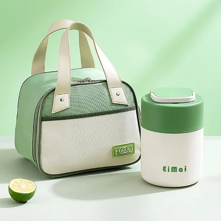 Portable double wall 304 stainless steel lunch box keeping food hot for kid thermal leakproof food container