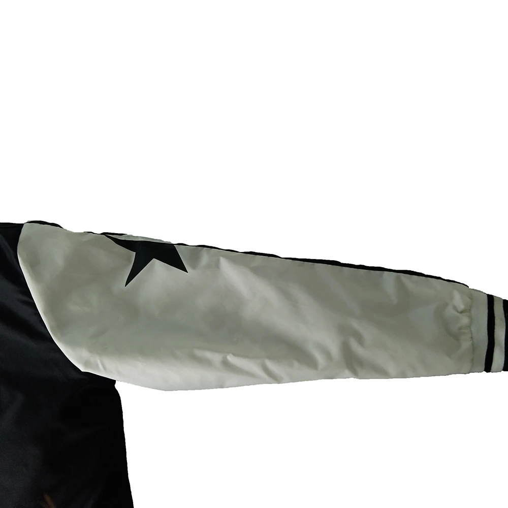 Autumn winter wear quilted warm keeper baseball collar contrast color sleeves patch logo men jackets