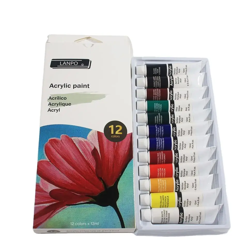 Acrylic paint set of 12 color Acrylic Painting Set 12ml in paper box