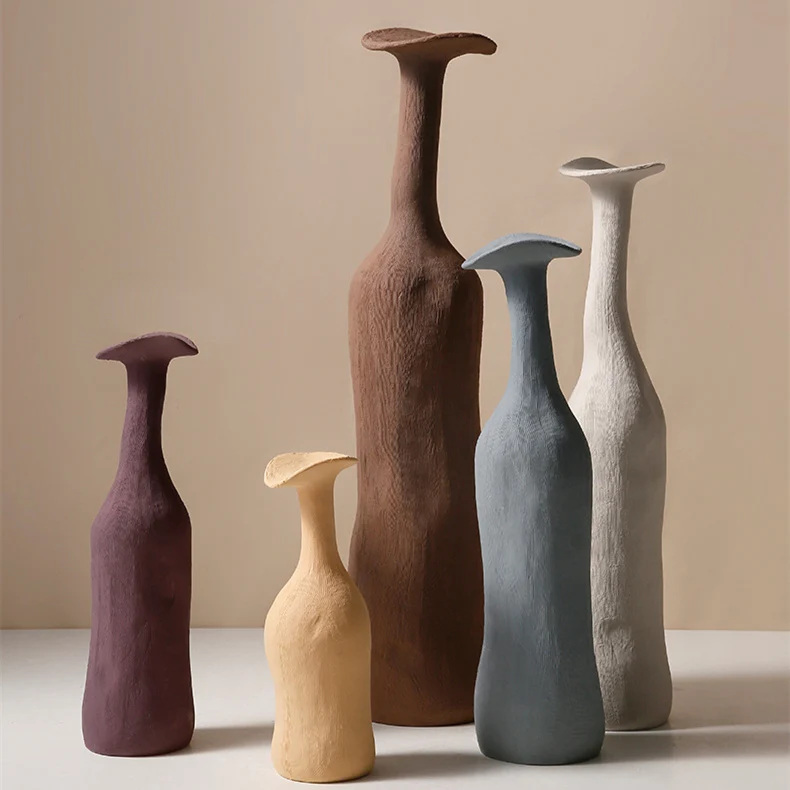 Скандинавская винная бутылка Morandi Керамические роскошные цветочные вазы креативная Минималистичная однотонная ваза современного дизайна для