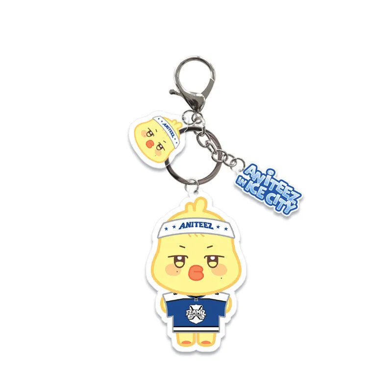 New Korean Kpop ATEEZ Acrylic Keychain Cartoon Car Bag Pendant Key Ring Holder ANITEEZ Fans Gifts Collection Gifts
