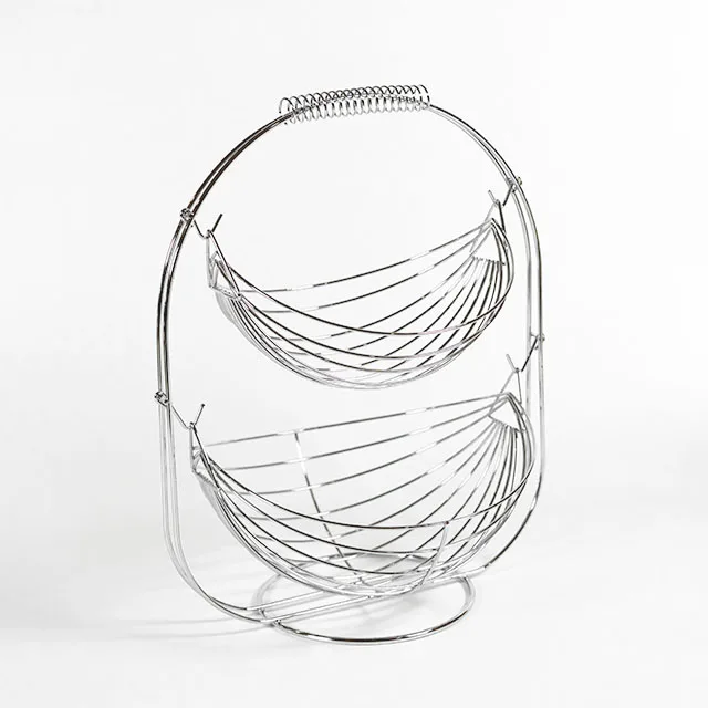 Exquisite workmanship 2 tier countertop metal fruit wire basket bowl fruit basket