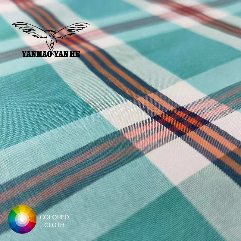 Fashion Lightweight 125GSM Twill Woven 52/48 Cotton Nylon Fabric Check Patten Blended Fabric For Garments Home Textiles