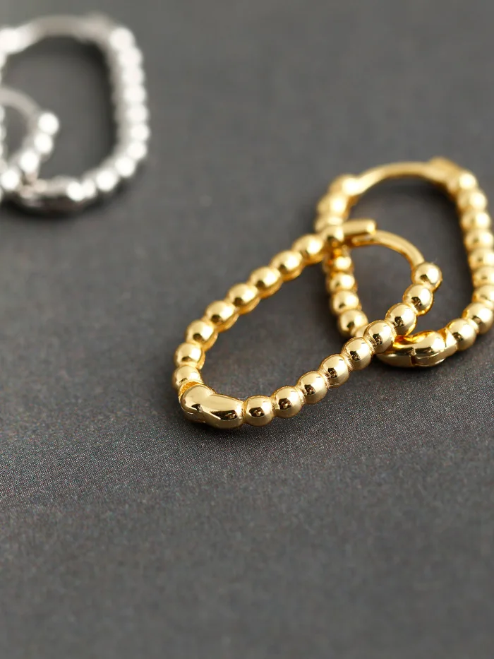 High Quality New Simple Design S925 Sterling Silver Beads Hoop 925 Silver Earrings For Women