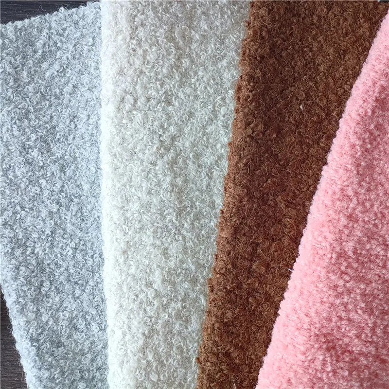 Heavy weight wool alpaca  boucle tweed woolen fabric