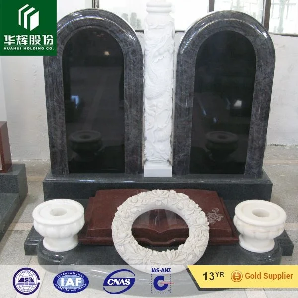 Cemetery usage black granite swan heart headstone designs memorial tombstone