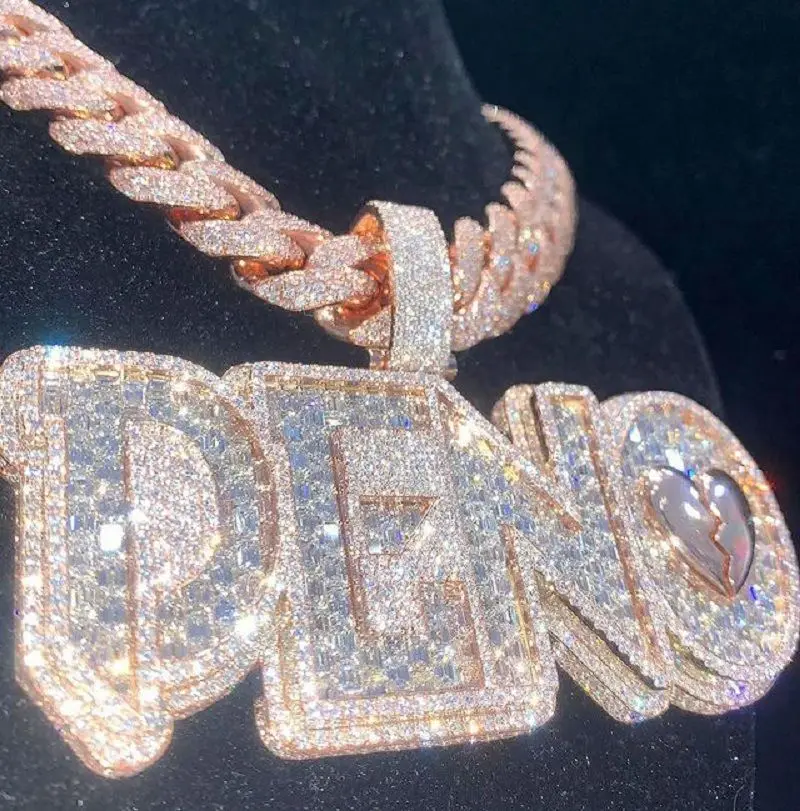 2022 New Fine Jewellery, Custom Moissanite Charm Pendant Chain Necklace with 925 Sliver for Men or Women