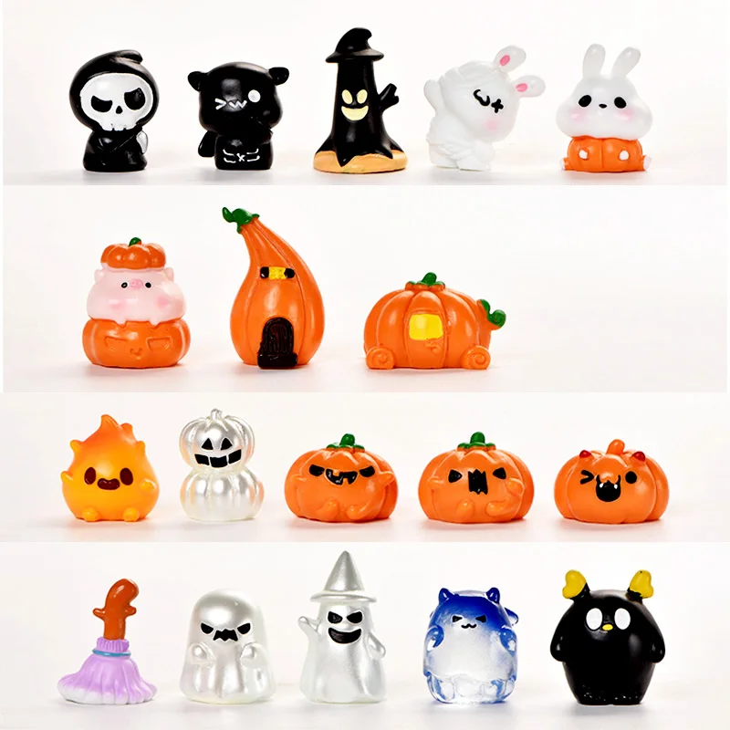 Миниатюрные аксессуары Скелет Призрак Группа Террариум игрушки DIY принадлежности Хэллоуин Тыква смолы статуэтки декор для очарования