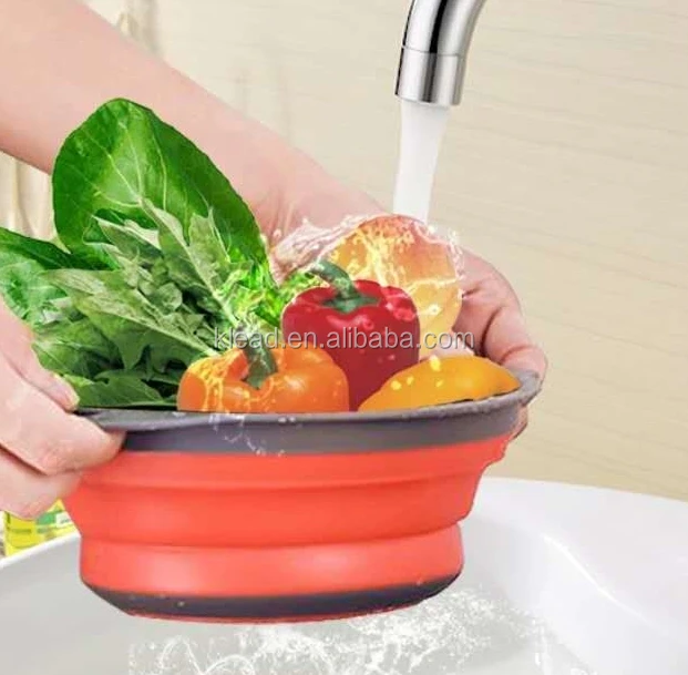 Кухонная перфорированная Складная складная корзина для мытья фруктов и