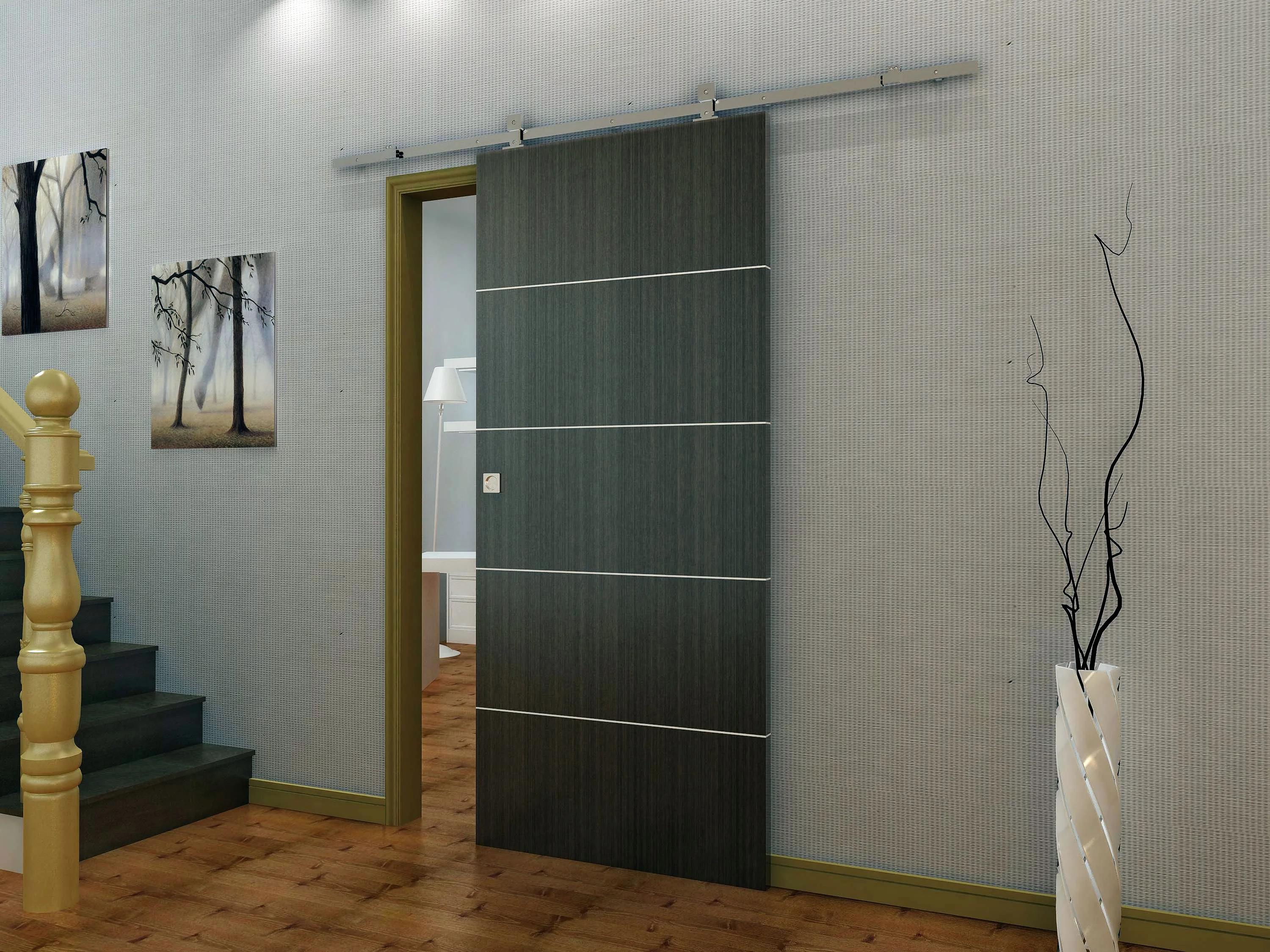 MDF PVC sliding barn door panel PVC sliding door  PVC barn door