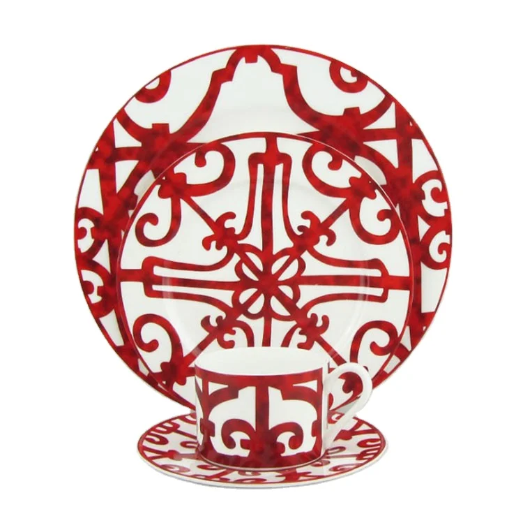 
Hot sale Coffee cup dish set bone China tableware home hotel party ceramic plate 