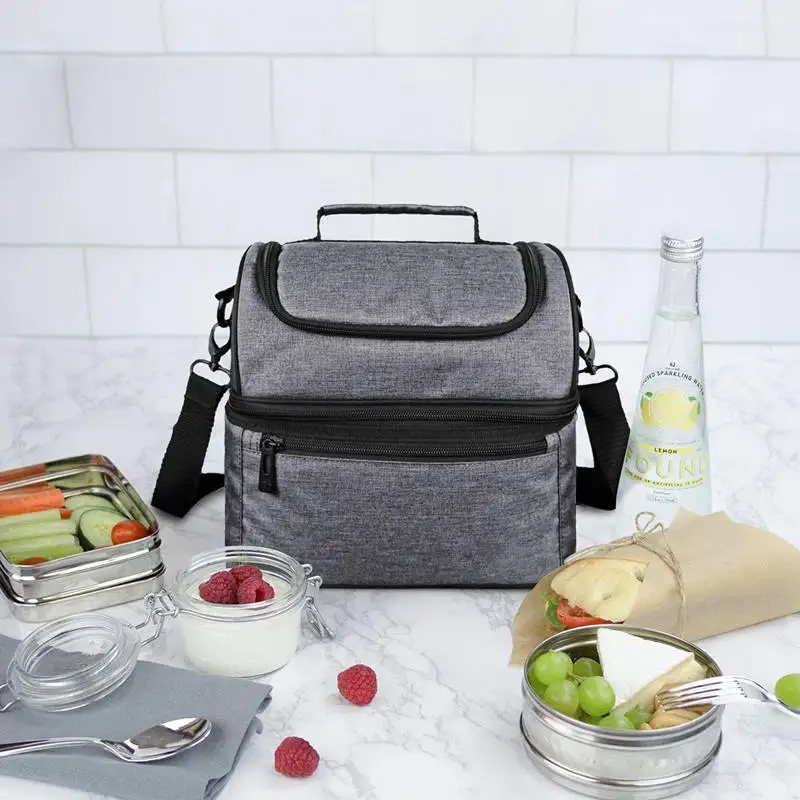 Oxford Soft Cooler Bags for Food Drink Storage Thermal Bag Double Layers Adjustable Shoulder Strap Insulated Tote Lunch Bags