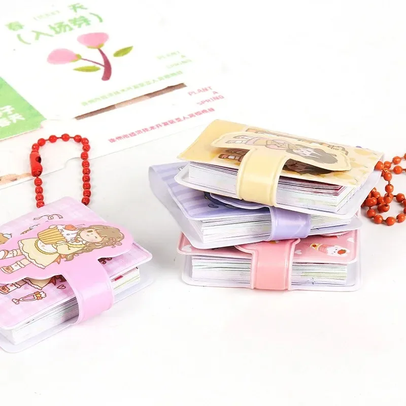 custom mini spiral notebooks with keyring Portable Cartoon journal cute korean stationery School Office Supplies