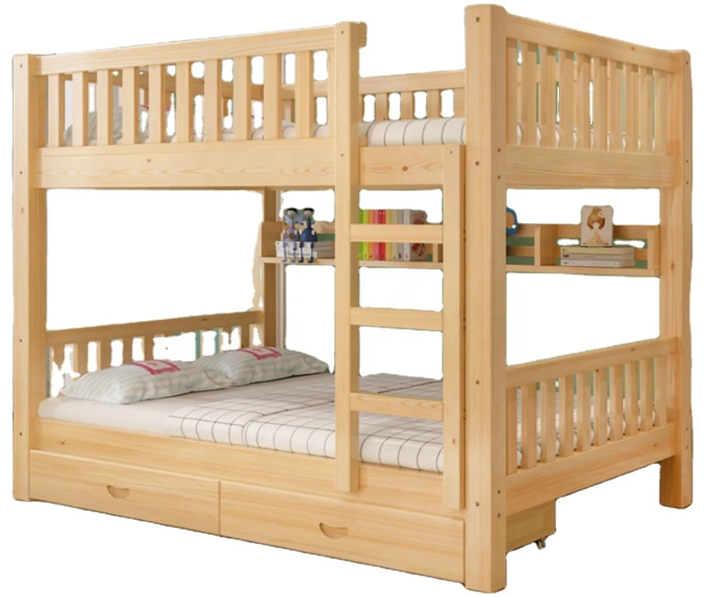 All solid wood adult children bunk bed high and low bed