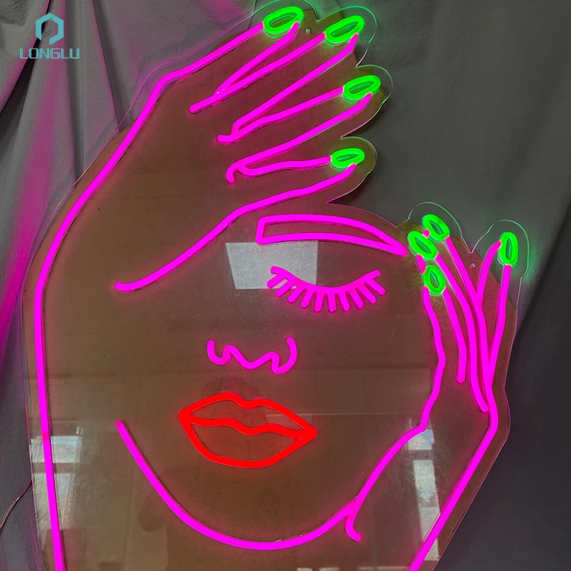 Shop advertising lashes lips hands flex led custom neon sign
