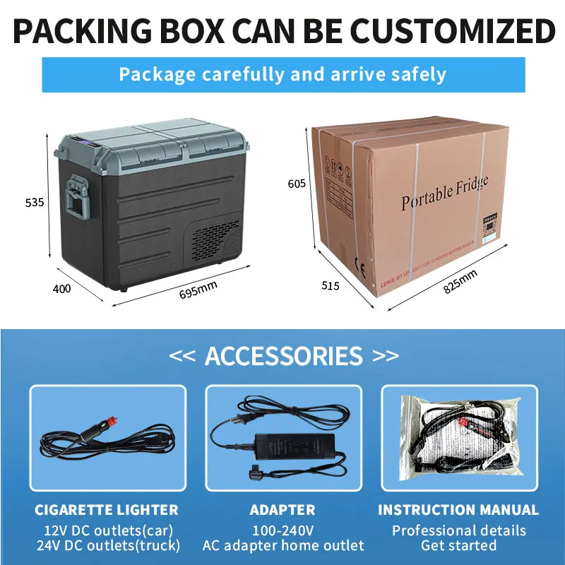 WAYCOOL WE55 48L 12Volt Dual Zone Fridge for Toyota Car Keep Beverage Coffee Milk Drinks Warmer ODM OEM for Road Trips