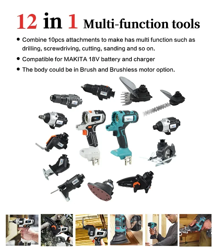 Hot Sale OEM 20V 12-in-1 Electric Cordless Power Set Multi-Function Rechargeable Lithium Battery 12-in-1 Combination Hard Case