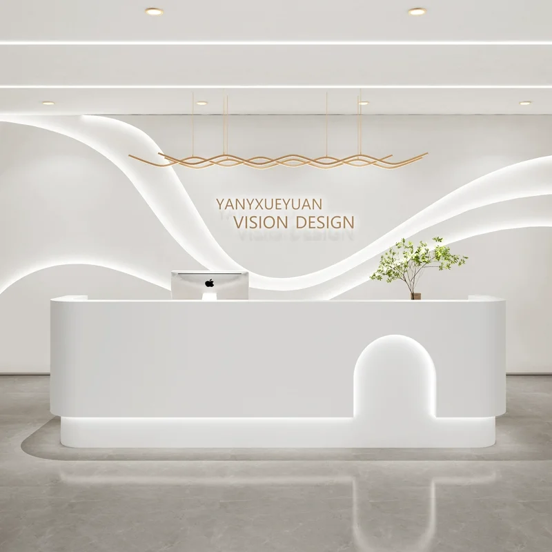 Modern Luxury Beauty Salon Office Counter Private Custom Business Reception Desk