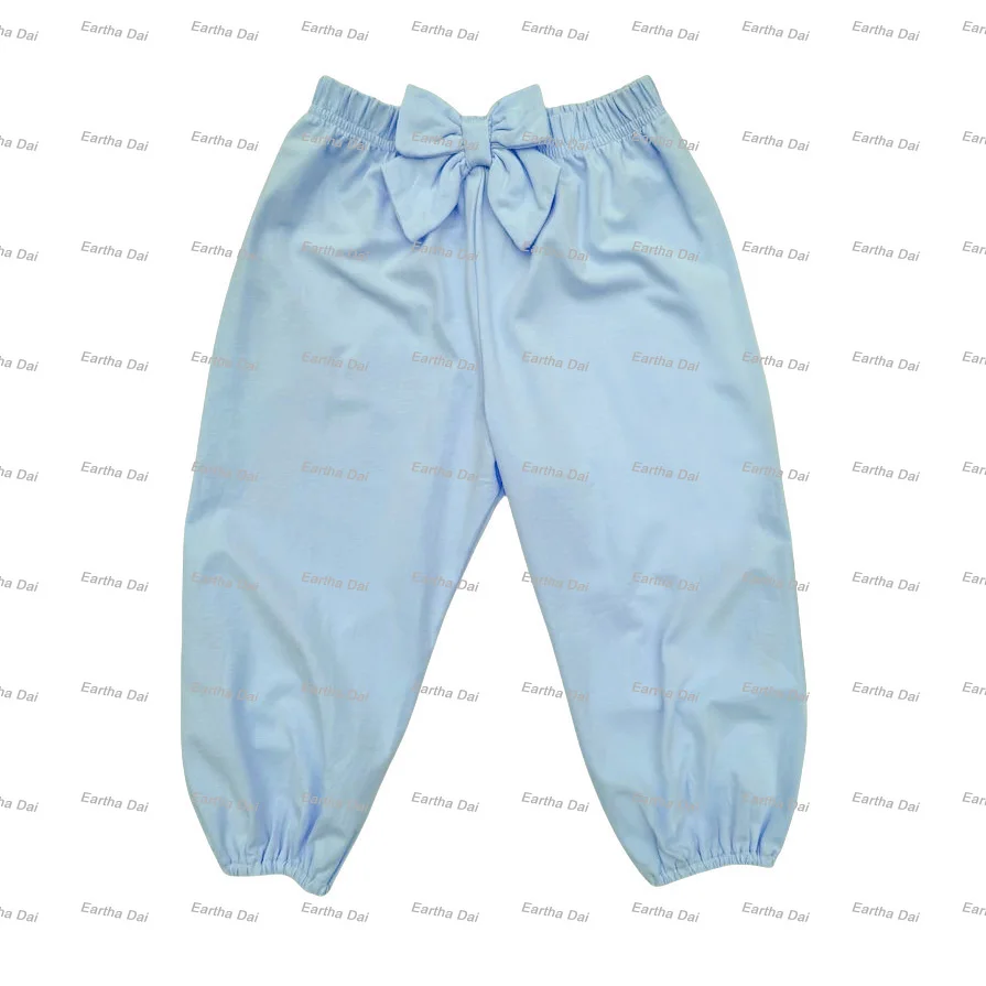kids girls pants custom blank cotton bow jogger pants for girls casual baby girls trousers