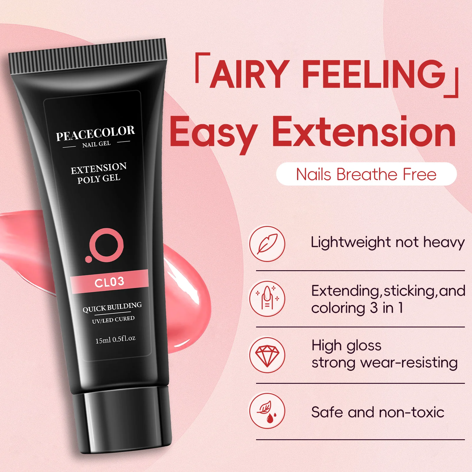 Wholesale 25 Colors UV Extension Gel 15ml Poly Nail Gel Polish High Quality Nail Art Painting Finger Quick Building Easy Apply