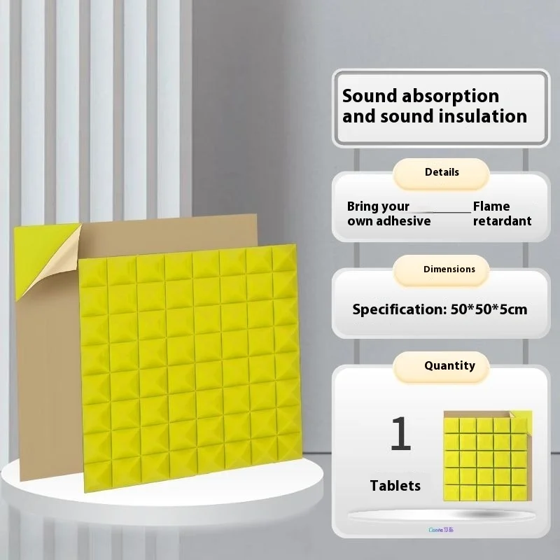 Pyramid Self-Adhesive Acoustic Panels Sound Absorption Wall Board for Studios Bedrooms