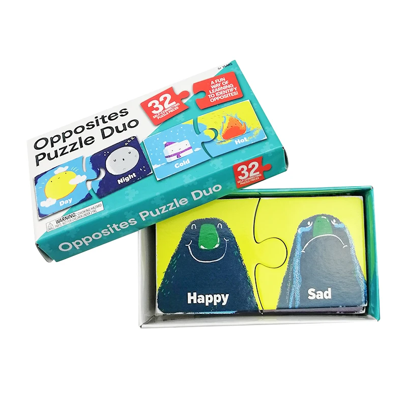 Opposite Puzzle Duo 32pcs Self-Correcting Educational Pegged Puzzle for Kids Identity Opposite Puzzle