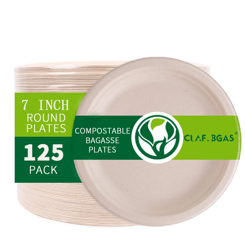 6 Inch 7 Inch 8 Inch 9 Inch 10 Inch Biodegradable Bagasse Sugarcane Pulp Party Disposable Plates