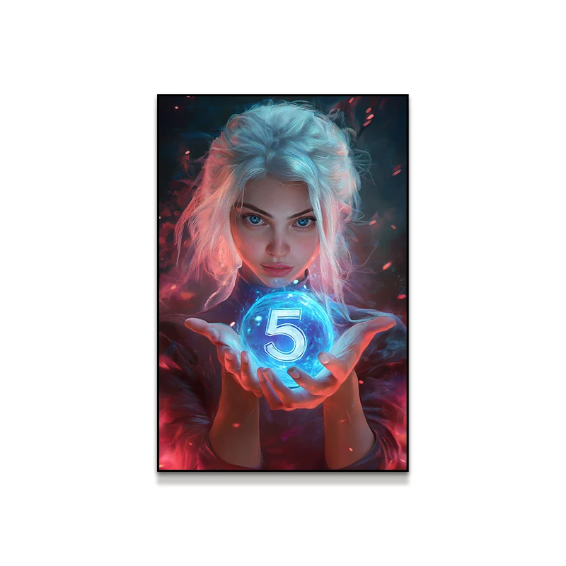 Billiards room LED Light Painting Postmodern Cyberpunk Style Snooker Wall Decoration Cool Girl Portrait Painting Wall Art Mural