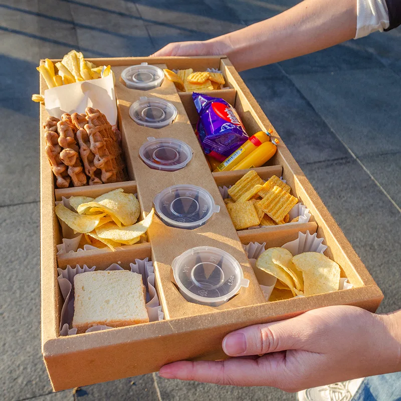 Custom Wholesale Packaging Paperboard Box with Divider for Fast food, Party cookies, Dessert, Fruit Platter, Candy, and Cake